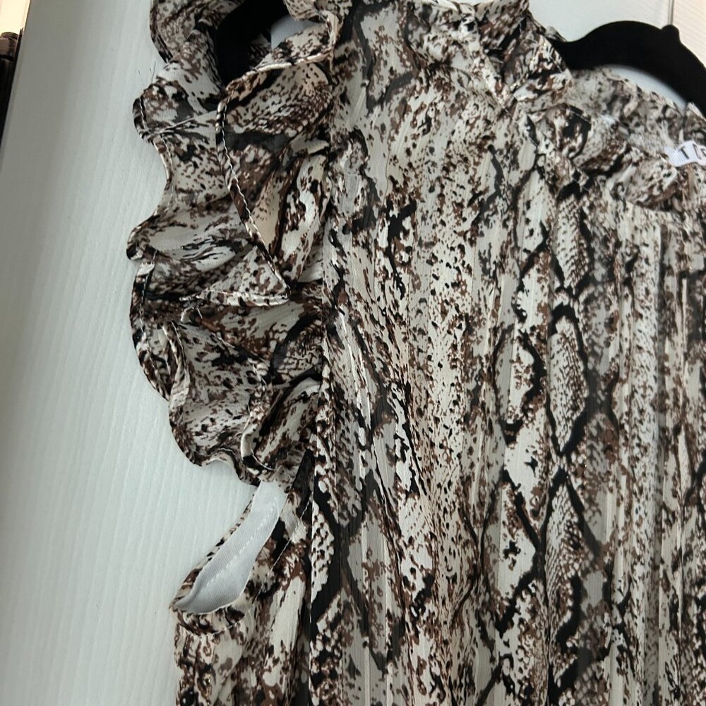 TCEC Snake Print Smocked Waist Mini Dress Size Large - Picture 9 of 12